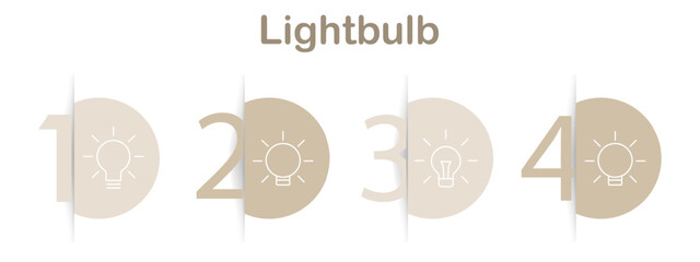 Lightbulb line icons. Basic lightbulb, illuminated, lightbulb, eco lightbulb, energy-saving, bright, LED, idea, turned-off, vintage