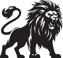 Angry Lion roar Silhouette isolated on white background Minimalist lion vector shape icon