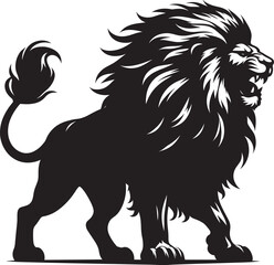 Angry Lion roar Silhouette isolated on white background Minimalist lion vector shape icon