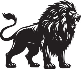Angry Lion roar Silhouette isolated on white background Minimalist lion vector shape icon