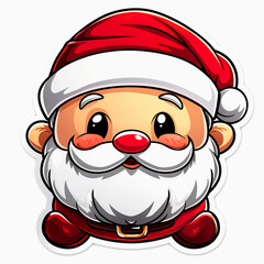 Cartoon Santa Claus with Big Eyes and White Beard