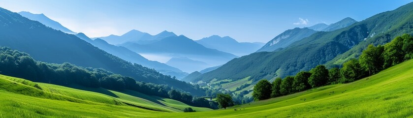 Fototapeta premium A beautiful mountain landscape with a clear blue sky