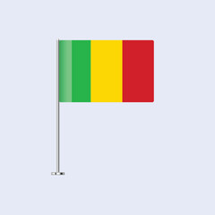 Isolated Mali Table Flag on Pole, Malian Flag Vector Design for Print and Web