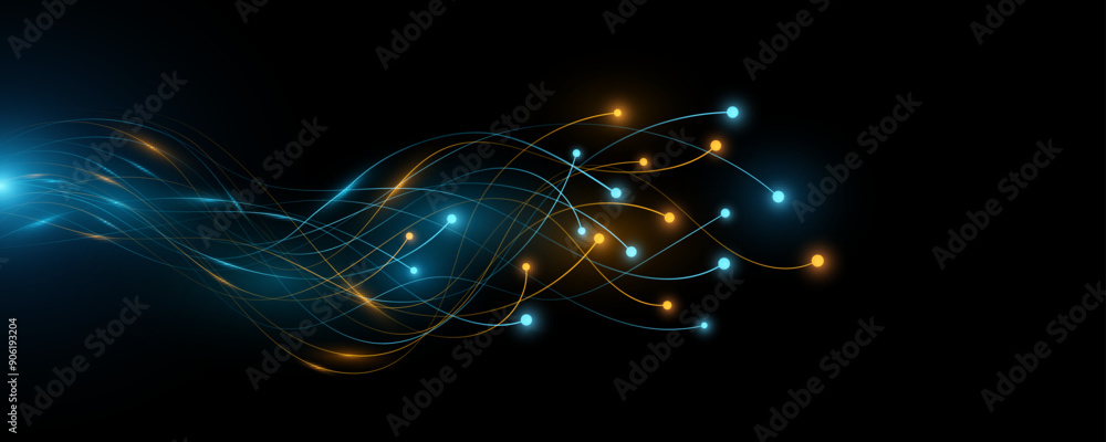 Poster ai futuristic neural connectors analyze big data into cyberspace. science technology background. art