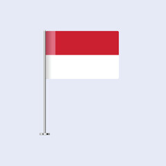 Isolated Monaco Table Flag on Pole, Monegasque Flag Vector Design for Print and Web