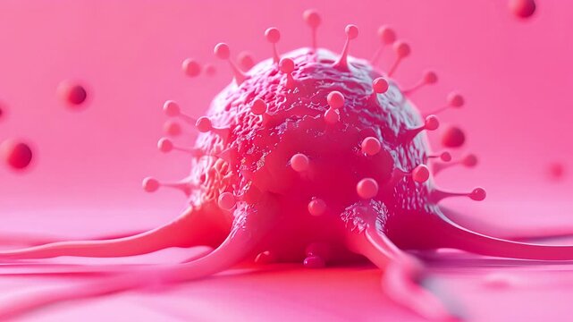 Drug targeting cancer cell 3D model flat design front view, advanced therapy theme, cartoon drawing