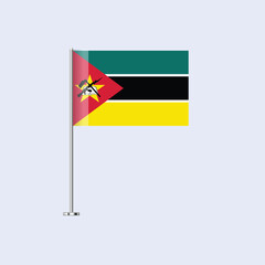 Isolated Mozambique Table Flag on Pole, Mozambican Flag Vector Design for Print and Web