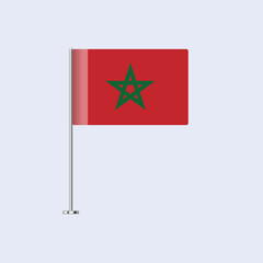 Isolated Morocco Table Flag on Pole, Moroccan Flag Vector Design for Print and Web