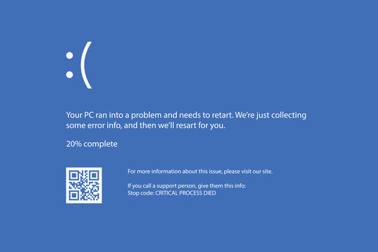 Interrupt request level classic blue screen of death error. Error device, software and hardware problem. Vector illustration