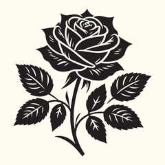 Rose Flower Silhouette vector illustration isolated in empty background