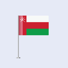 Isolated Oman Table Flag on Pole, Omani Flag Vector Design for Print and Web