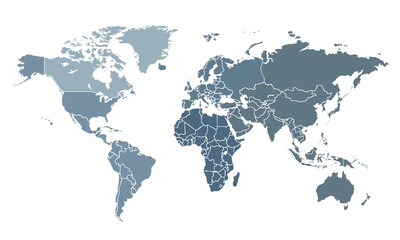 Fototapeta premium World map isolated modern colorful style. for website layouts, background, education, precise, customizable, Travel worldwide, map silhouette backdrop, earth geography, political, reports.