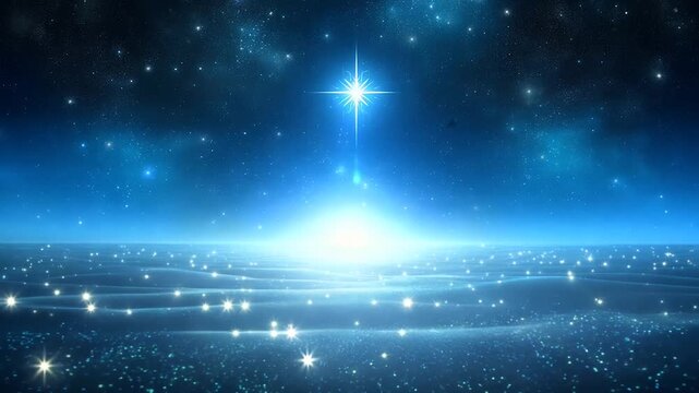 Bright and shining North Star in a night sky, symbolizing hope and guidance