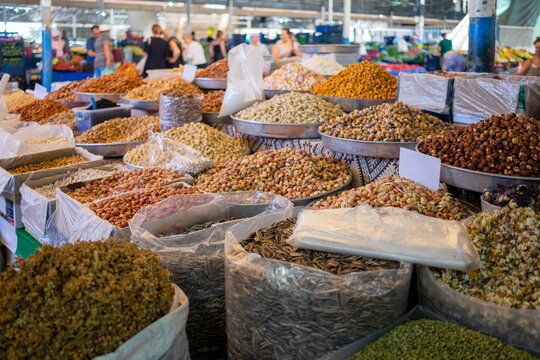 Fresh nuts in a Local food market 
