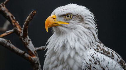 Fototapeta premium Close-up of a Great Spotted white Eagle on a black background, Generative AI