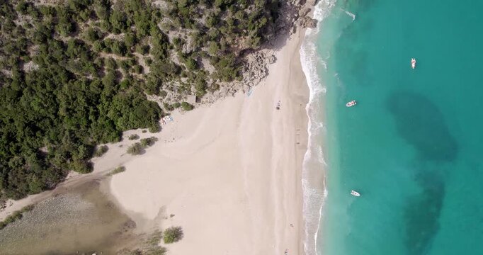 White Sand And Turquoise Ocean, Beautiful Beach Landscape On Italian Coast.