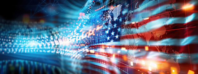 Obraz premium Detailed Illustration of USA Trade War with Flags of Affected Countries in the Background