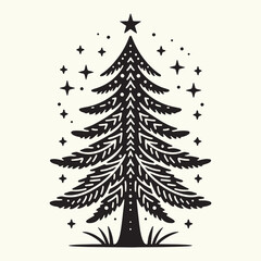 Obraz premium Pine Tree Silhouette vector illustration isolated in an empty background