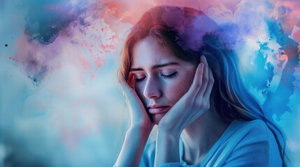 Fototapeta premium Mental Health: Our emotional, psychological, and social well-being impacting thoughts, feelings, and actions. It includes effectively managing stress, anxiety, and depression. 