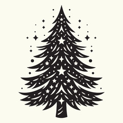 Obraz premium Pine Tree Silhouette vector illustration isolated in an empty background