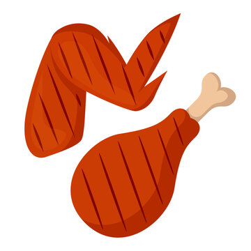 recommend clip art: BBQ chicken leg and chicken wing flat vector illustration clipart