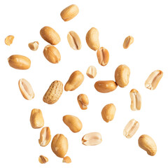 Obraz premium Tasty and nutritious peanuts isolated on transparent white background, clipping path