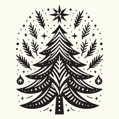 Fototapeta premium Pine Tree Silhouette vector illustration isolated in an empty background