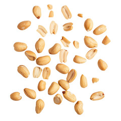 Tasty and nutritious peanuts isolated on transparent white background, clipping path