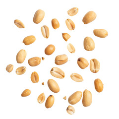 Tasty and nutritious peanuts isolated on transparent white background, clipping path