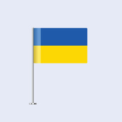 Isolated Ukraine Table Flag on Pole, Ukrainian Flag Vector Design for Print and Web