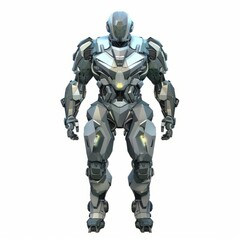 3D Render, Low Poly style of a bio-mechanical cyborg armor set, on isolated white background