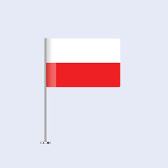 Isolated Poland Table Flag on Pole, Polish Flag Vector Design for Print and Web