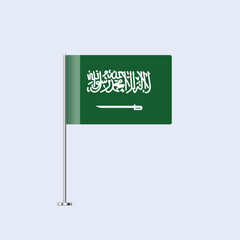 Isolated Saudi Arabia Table Flag on Pole, Saudi Flag Vector Design for Print and Web