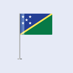 Isolated Solomon Islands Table Flag on Pole, Solomon Islander Flag Vector Design for Print and Web