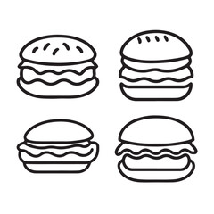 burger vector icon set on white background.Hamburger Line Icon