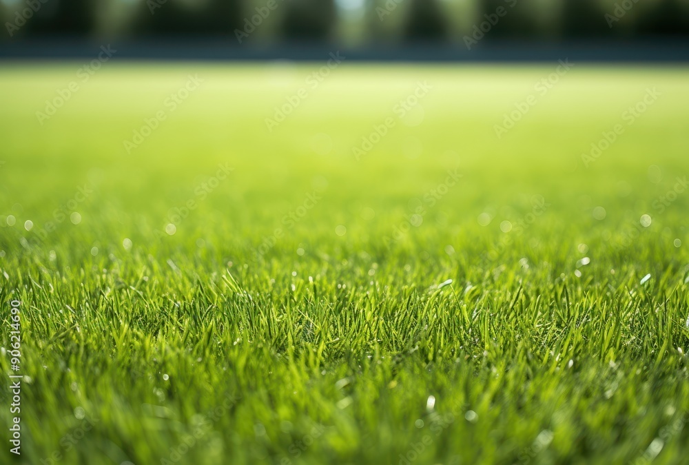 Poster close-up of lush green grass with bokeh background