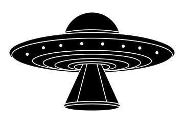 Ufo in space silhouette vector, ufo icon vector illustration