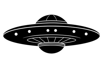 Ufo in space silhouette vector, ufo icon vector illustration