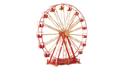  Red and White Ferris Wheel with Gondolasisolated.png