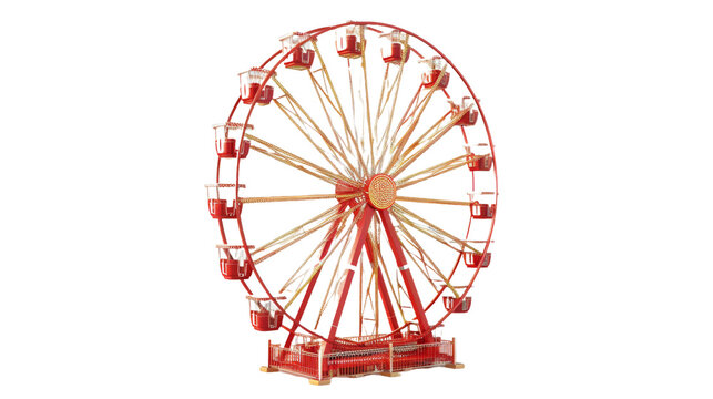  Red and White Ferris Wheel with Gondolasisolated.png