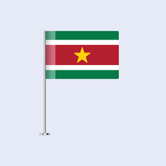 Isolated Suriname Table Flag on Pole, Surinamese Flag Vector Design for Print and Web