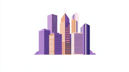 Obraz premium flat vector illustration of a citys skyline with skyscrapers