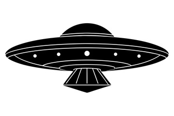 Ufo in space silhouette vector, ufo icon vector illustration