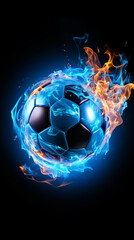 Football ( Soccer ) ball in fire design