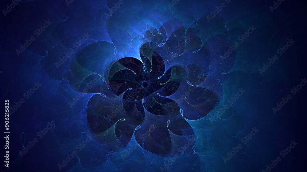 Poster 3d rendering abstract multicolored fractal light background with bright center. its not ai generatd 