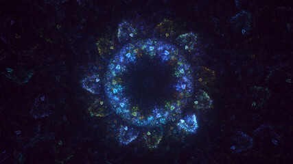 Obraz premium 3D manual rendering abstract blue fractal light background. Its not AI Generatd illustration.