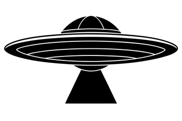 Ufo in space silhouette vector, ufo icon vector illustration