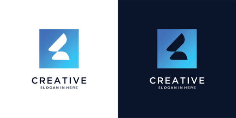 Letter L logo design with business technology icon