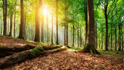 Obraz premium forest trees. nature green wood sunlight backgrounds.