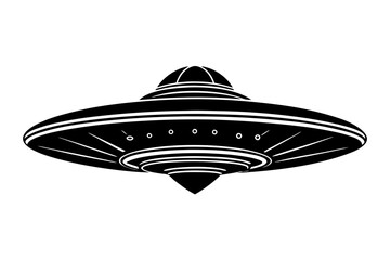 Ufo in space silhouette vector, ufo icon vector illustration
